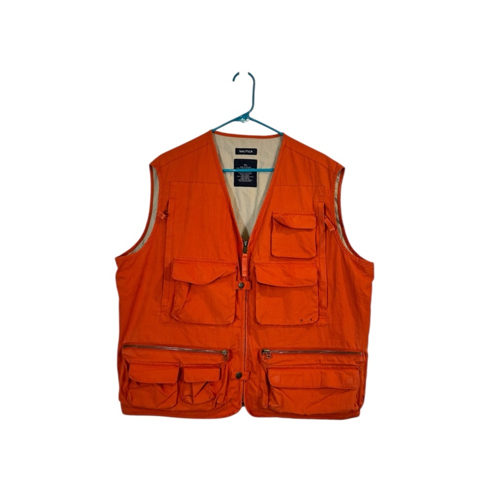 Men’s Nautica Vintage Fishing Vest Orange Size XL